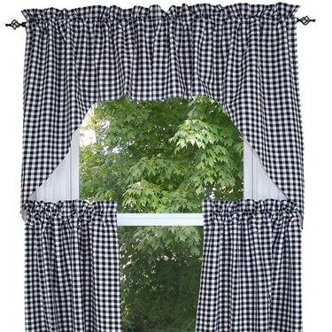 Heritage House Check - Black & Cream Swag SW640011 - The Fox Decor